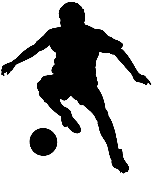Soccer player silhouette vinyl sticker. Customize on line. Sports 085-1240